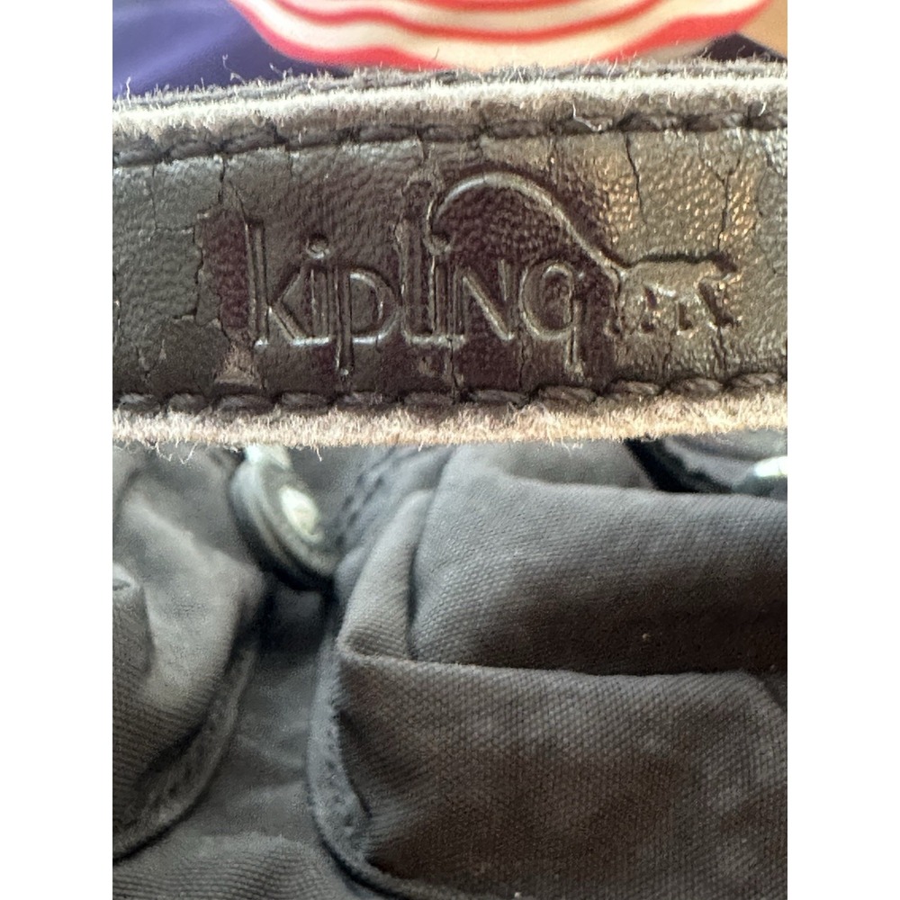 Kipling black nylon crossbody shoulder bag multi-pocket organizer monkey charm - Picture 14 of 15